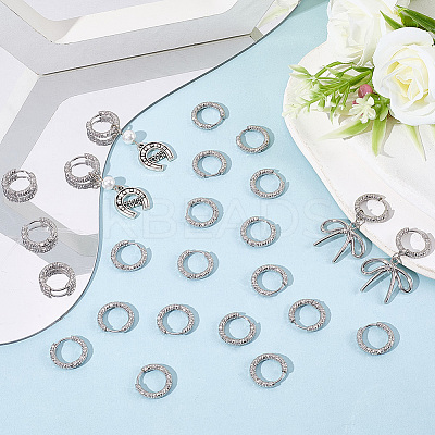24Pcs 303 Stainless Steel Textured Hoop Earrings for Women EJEW-SC0001-78-1