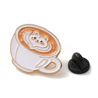 Cat Latte Coffee Enamel Brooches AL-I003-03G-05-1