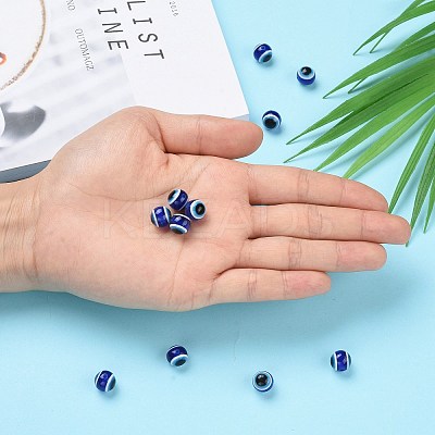 Round Evil Eye Resin Beads RESI-R159-10mm-08-1