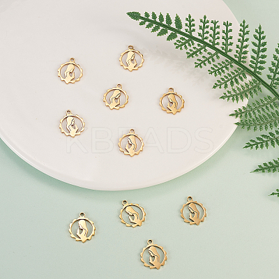 304 Stainless Steel Pendants STAS-CJC0001-01G-1