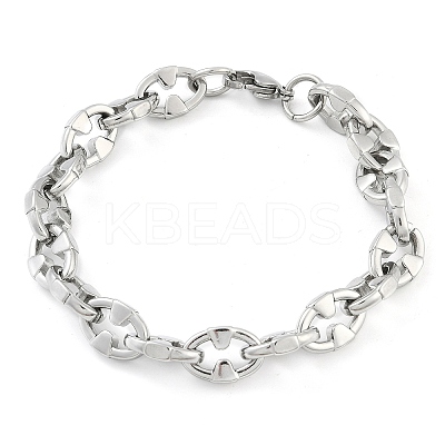 304 Stainless Steel Oval Link Chain Bracelets for Women Men BJEW-F488-48C-P-1