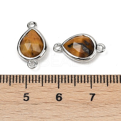 Natural Tiger Eye Faceted Connector Charms G-L514-048G-04-1