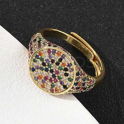Brass Micro Pave Cubic Zirconia Cuff Rings for Women RJEW-A069-13G-01-1