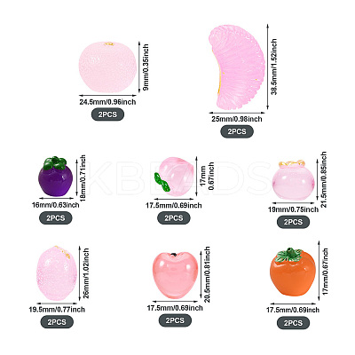 16pcs 8 styles Luminous Resin Fruit Display Decorations DJEW-TA0001-16-1
