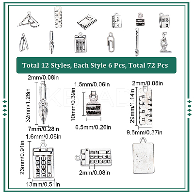 72Pcs 12 Styles Tibetan Style Alloy Pendants FIND-SC0006-80-1