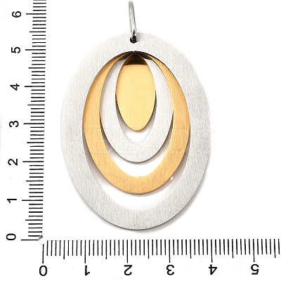 Oval 304 Stainless Steel Pendants STAS-M121-01PG-1