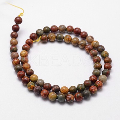 Natural Polychrome Jasper/Picasso Stone/Picasso Jasper Bead Strands X-G-D840-85-4mm-1