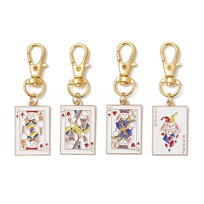 4Pcs 4 Styles Playing Card Alloy Enamel Pendants Decorations HJEW-JM03161-S-1