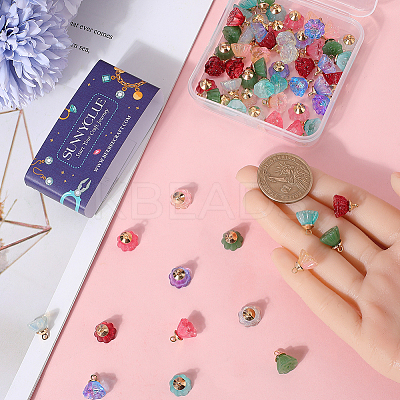 70Pcs 7 Colors Transparent Spray Painted Glass Charms GLAA-SC0001-91-1