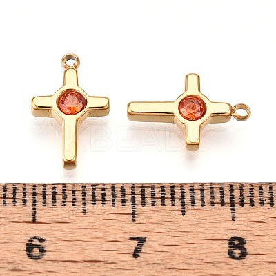 Ion Plating(IP) 304 Stainless Steel Micro Pave Cubic Zirconia Charms STAS-N110-01D-G-1