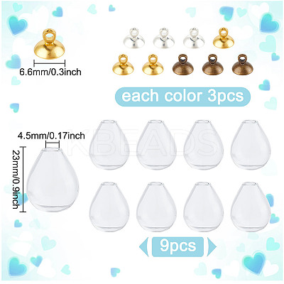 9Pcs 3 Styles Alloy Bead Cap Pendant Bails FIND-DR0001-20A-1