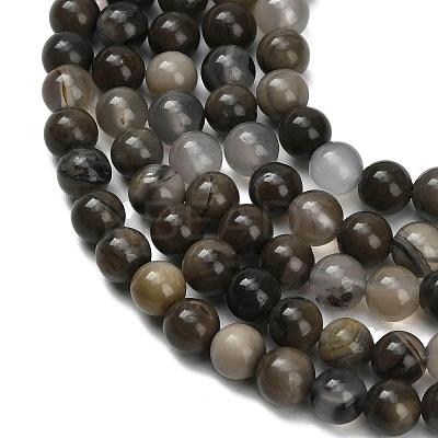 Natural Volcanic Agate Beads Strands G-G305-A01-6mm-1