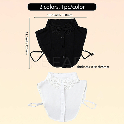 2Pcs 2 Colors Detachable Polyester Shirt Women False Collar AJEW-CY0001-44-1