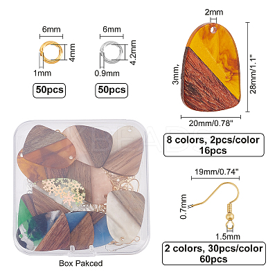 DIY 8 Pairs Teardrop Wood Earring Makings DIY-FH0002-01-1