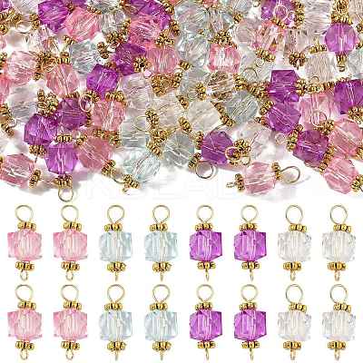 100Pcs Clear Acrylic Faceted Cube Connector Charms PALLOY-FS00042-01-1