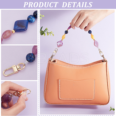 4Pcs 4 Style Resin Imitation Gemstone Beaded Bag Handles FIND-PH0009-46B-1