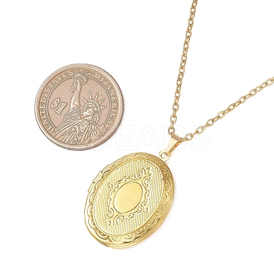 2Pcs 2 Colors Brass Oval Locket Pendant Necklaces NJEW-JN05905-1