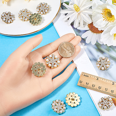10Pcs 1-Hole Alloy Rhinestone Shank Buttons BUTT-GF0003-72G-1