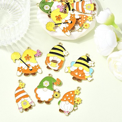 12Pcs 6 Styles Bees Theme Alloy Enamel Pandants FIND-FP0002-92-1