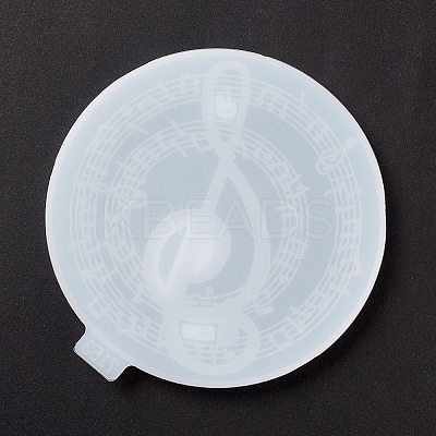 Flat Round with Musical Note Pattern Cup Mat Silicone Molds LS-DIY-M039-07-1