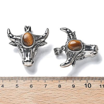 Natural Tiger Eye Pendant G-H083-03AS-02-1