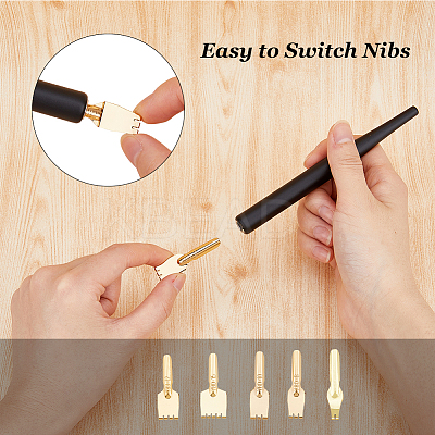 5Pcs Brass Fourtain Pen Nibs AJEW-FH0002-75-1
