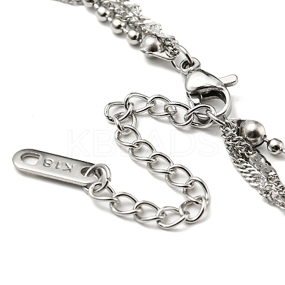 Non-Tarnish 304 Stainless Steel Rope & Ball & Curb Chains Triple Layer Necklaces LS-BJEW-K257-02P-1