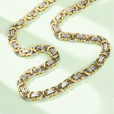 9MM Two Tone 304 Stainless Steel Byzantine Chain Necklaces for Women Men NJEW-F363-03GP-1