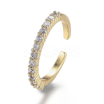 Adjustable Brass Micro Pave Clear Cubic Zirconia Cuff Rings LS-ZIRC-Z002-11G-1