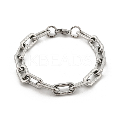 304 Stainless Steel Cable Chain Bracelets for Women Men BJEW-F488-59P-1