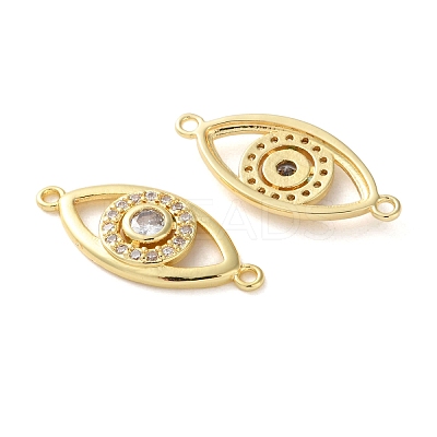 Rack Plating Brass Cubic Zirconia Eye Connector Charm KK-C084-18A-G-1