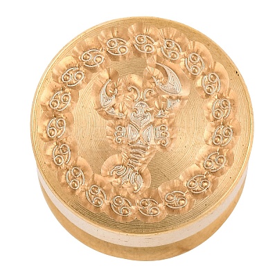 Golden Tone Round Wax Seal Brass Stamp Heads AJEW-S087-02G-04-1