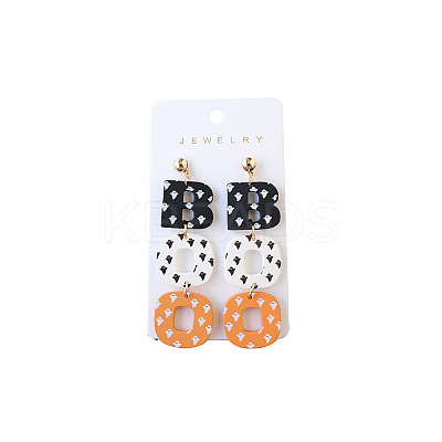 Halloween BOO Word Acrylic Dangle Stud Earrings FS-WG95590-01-1