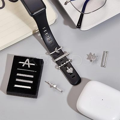 10Pcs Moon & Letter Alloy Watch Band Charms FIND-NB0003-20-1