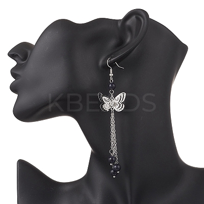 Brass Butterfly Dangle Earrings EJEW-JE06665-1