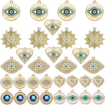 32Pcs 8 Styles Alloy Enamel Pendants ENAM-SC0005-84-1