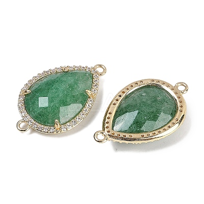 Natural Green Strawberry Quartz Faceted Teardrop Links G-B126-03G-07-1