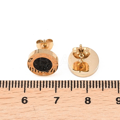 Flat Round 304 Stainless Steel Stud Earrings EJEW-H175-02G-02-1