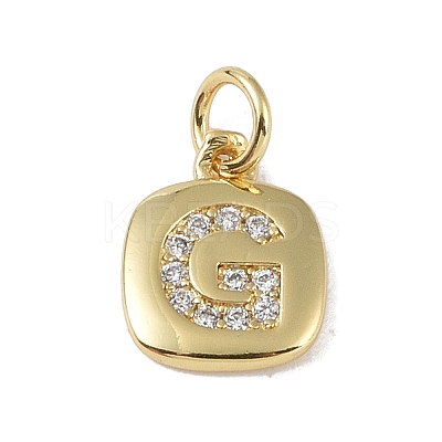 Rack Plating Brass Micro Pave CLear Cubic Zirconia Charms KK-E110-14G-G-1