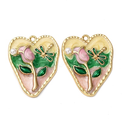 Alloy Enamel Flower Pendants ENAM-B028-41KCG-07-1