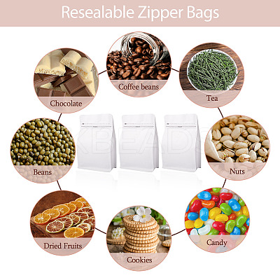 10Pcs BOPP and Aluminized PET and PE Resealable Coffee Zipper Bags with Valve ABAG-TA0001-93A-1