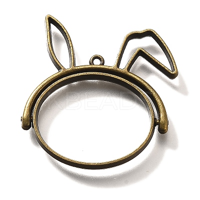 Rabbit Rotatable Alloy Swivel Open Back Bezel Pendants PALLOY-I223-19AB-1