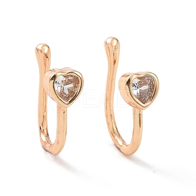 Clear Cubic Zirconia Heart Cuff Earrings ZIRC-I064-15G-1