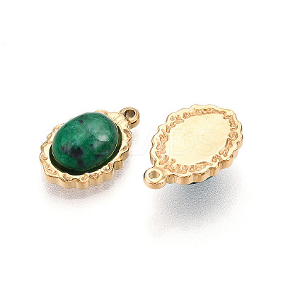 Natural Green Spot Jasper Pendants STAS-T064-61A-1