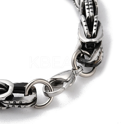 304 Stainless Steel Byzantine Chain Chunky Bracelets for Men BJEW-C072-01AS-1