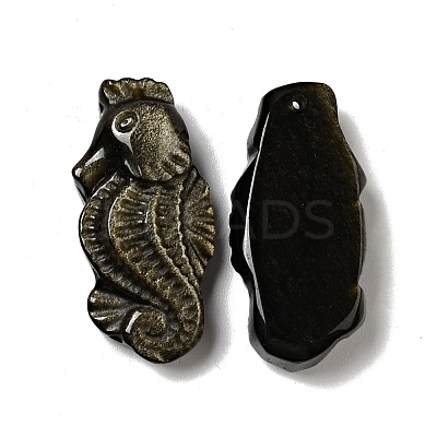 Natural Golden Sheen Obsidian Pendants G-D471-01-1