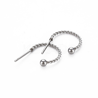 Non-Tarnish 304 Stainless Steel C-shape Stud Earrings EJEW-N016-013-NR-1