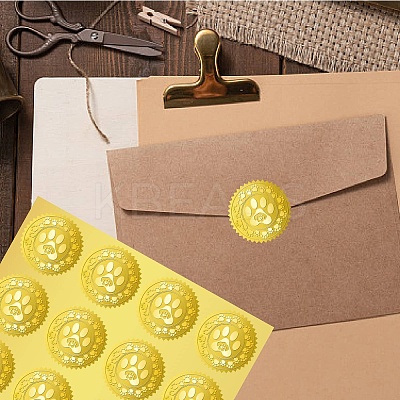 34 Sheets Self Adhesive Gold Foil Embossed Stickers DIY-WH0509-082-1