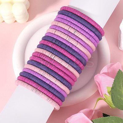 Polymer Clay Heishi Surfer Stretch Bracelets Set BJEW-SW00129-1