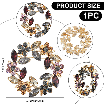 1Pc Alloy Rhinestone Lapel Pins JEWB-CP0001-44-1